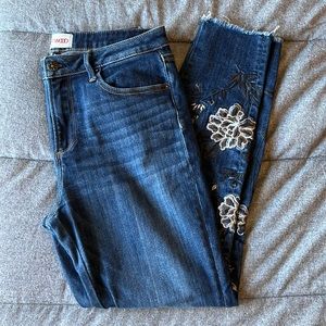 Embroidered Driftwood High Rise Skinny Jean